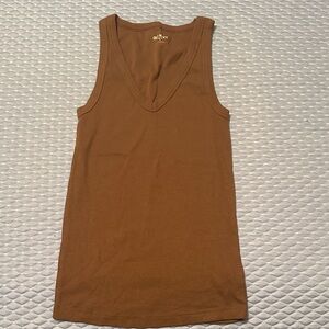 Old Navy Deep V-Neck Tan Tank Top